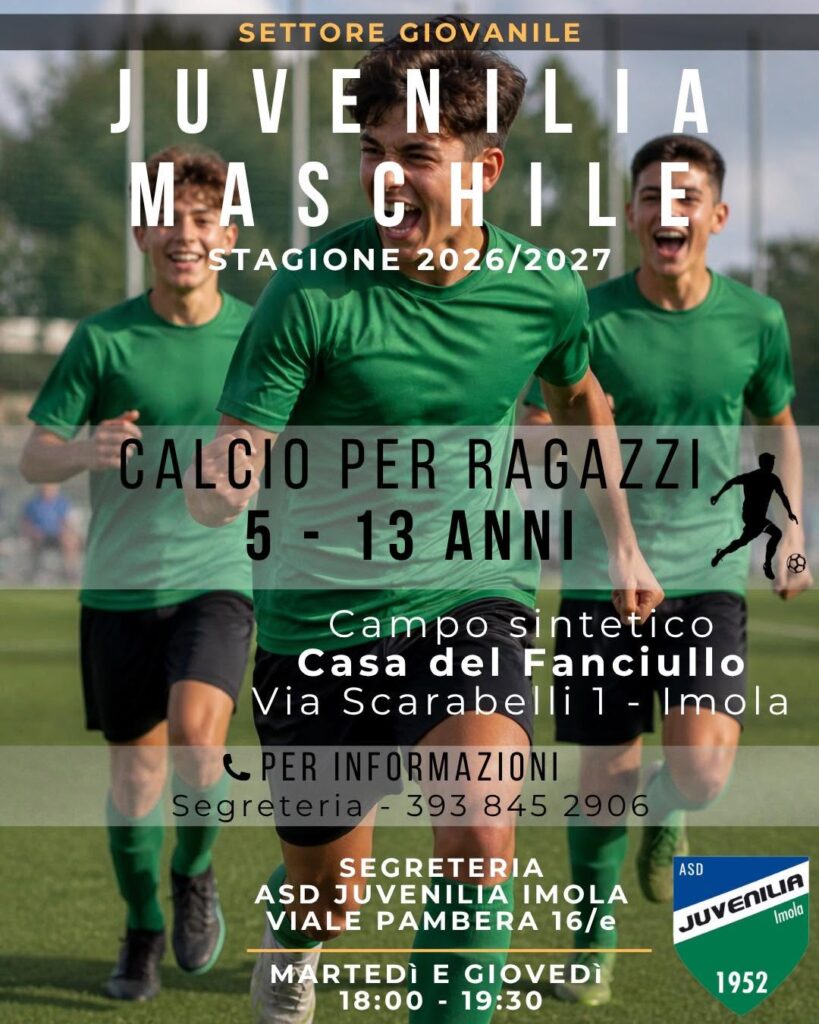 ASD Juvenilia Imola compie 75 anni: iscrizioni aperte Scuola Calcio Maschile 2026/2027